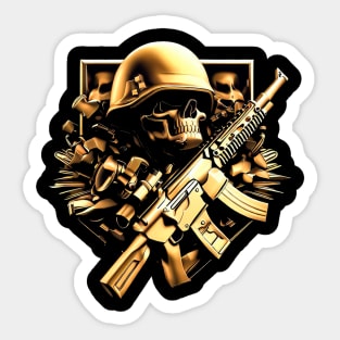 Skull and gun Sticker